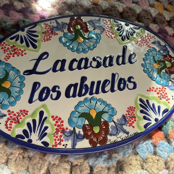 Tile Sign Hand Painted la Casa De Los Abuelos Ceramic Wall Plaque Mexico - Picture 3 of 16